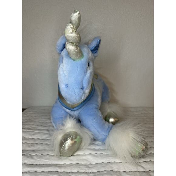 2007 Animal Alley Toys R Us Stars Unicorn Stuffed Animal Plush Blue White 18" - Picture 6 of 10